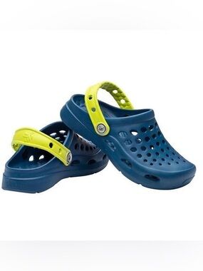 Kids Joybees Blue and Neon Green Clog Sandals